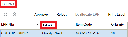 LPN in “Quality Check” status