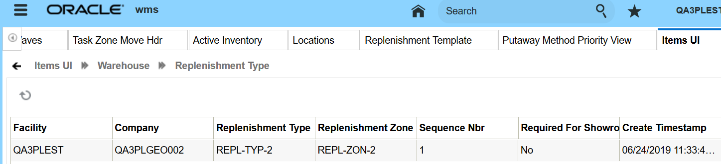 Replenishment Type to Zone