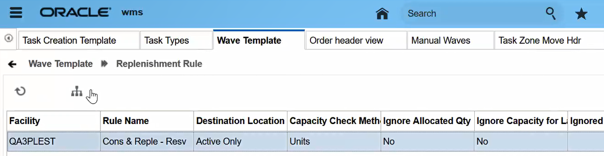 Replenishment Rule In Wave Template