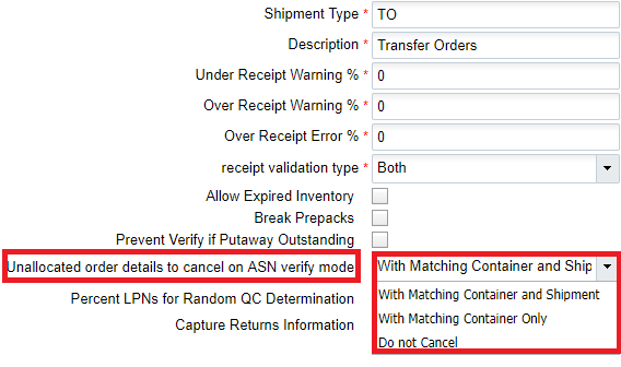 Unallocated order details to cancel on ASN verify