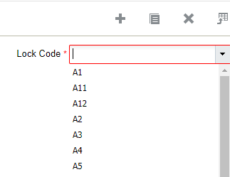 select lock codes from drop-down menu