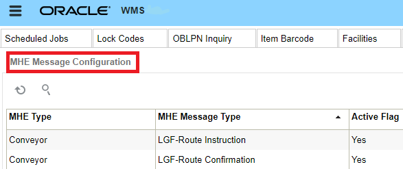 MHE Message Configuration