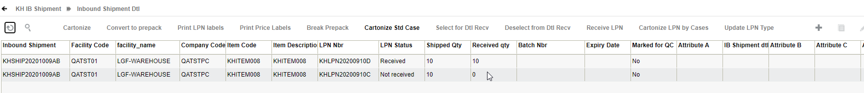 Cartonized ASN - Screen flow for serial tracked SKU = Do Not Prompt: