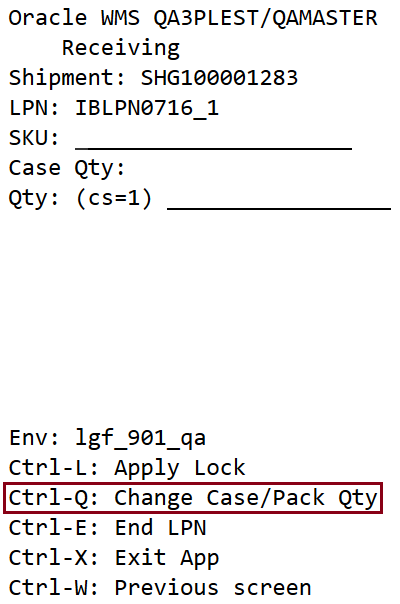 Ctrl Q Change Case and Pack Quantity