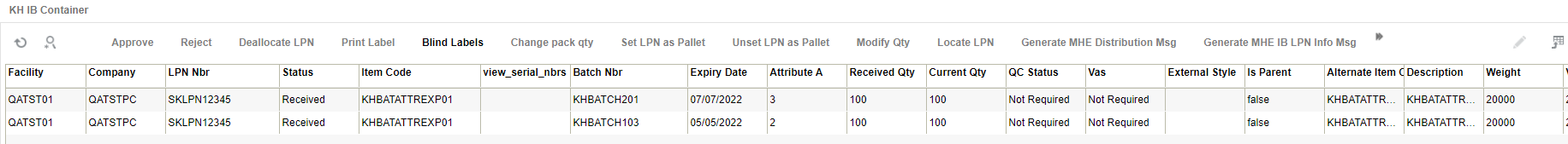 Receive Multiple batch/expiry/inventory attribute for the same SKU