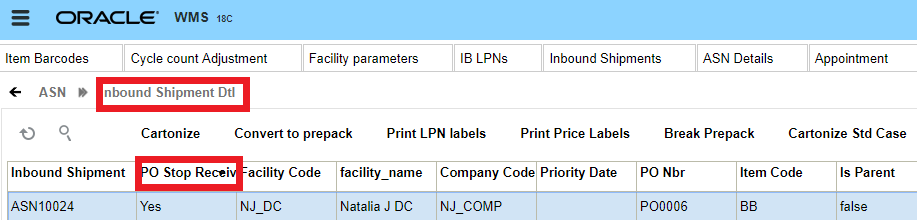 Inbound Shipment Detail