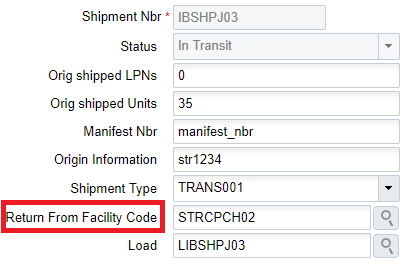 Populated Return from Facility Code