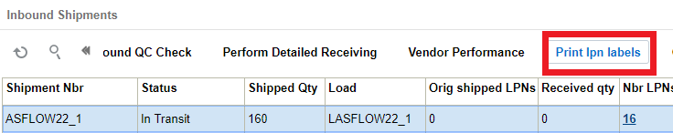 Printing cartonized labels from the ASN