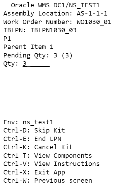 work order kit processing