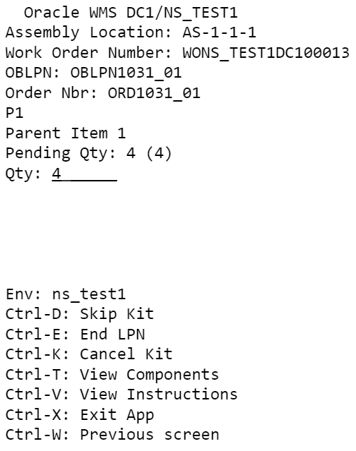 work order quantity