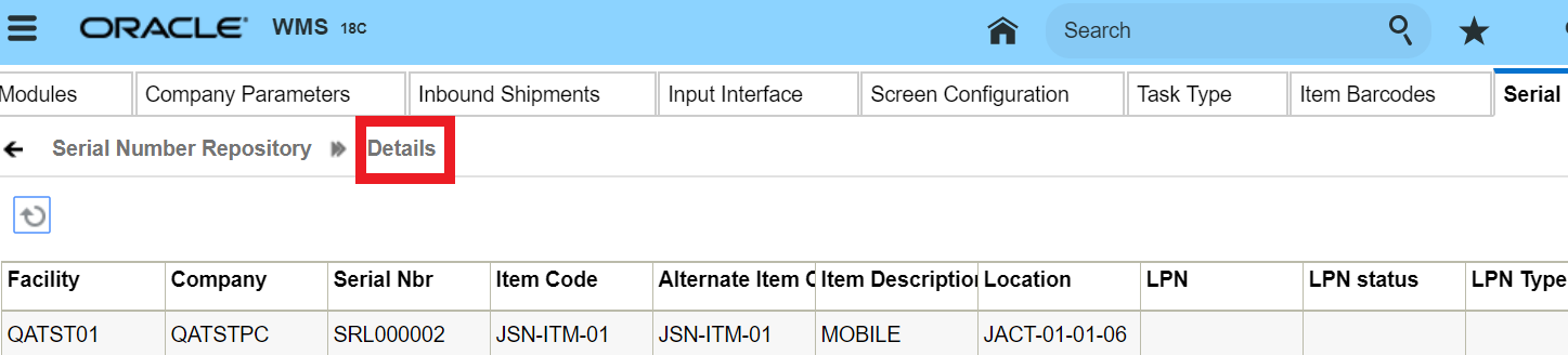 serial number repository details