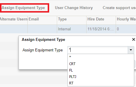 Assigning users with Equipment Types