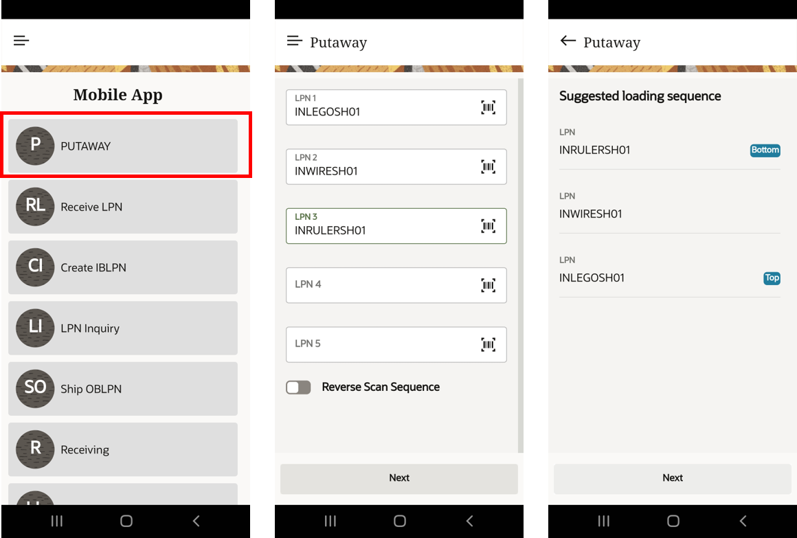 Suggested Loading Sequence