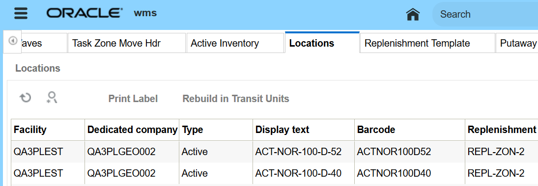 Replnishment Zone to Dynamic Location