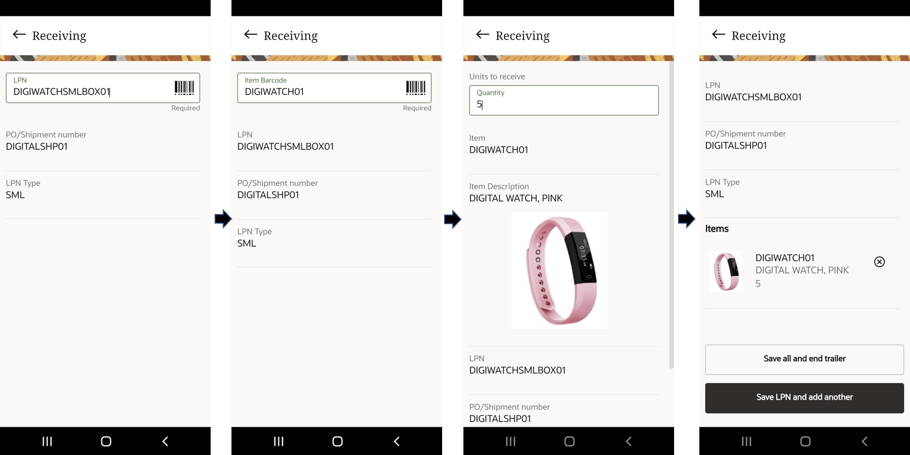 Non-Palletize transaction