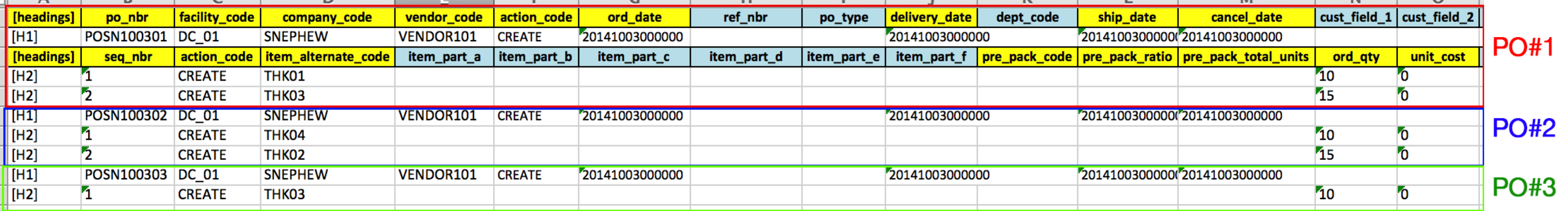 Creating multiple POs in the same POS File