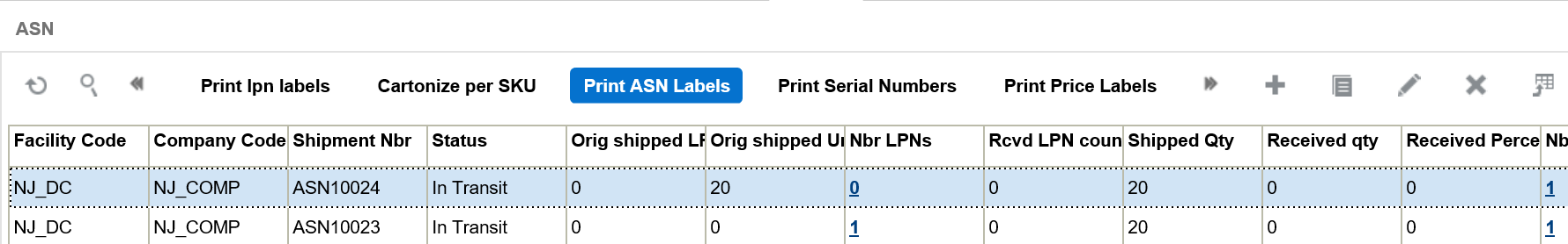 Print ASN Labels