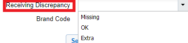 Receiving Discrepancies Drop-down
