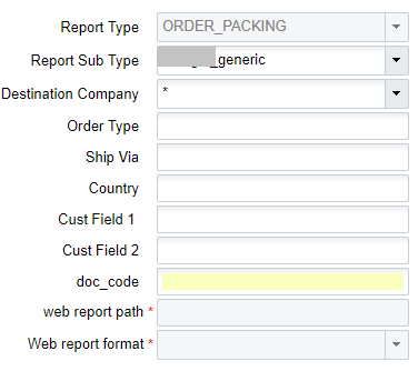 Report Type Default Configuration