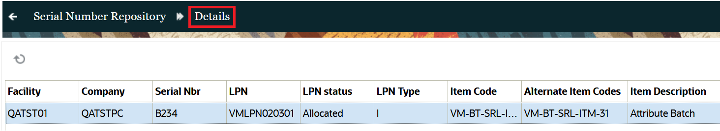 serial number repository details