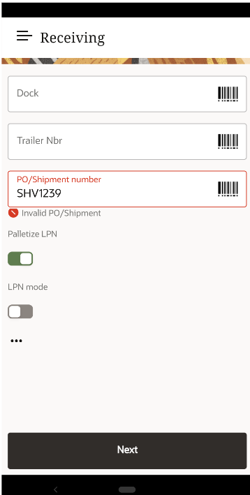 Invalid PO Number