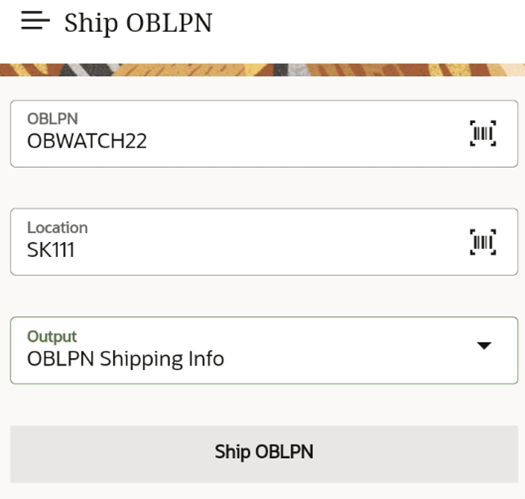 Ship OBLPN