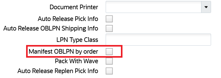 Manifest OBLPN by order