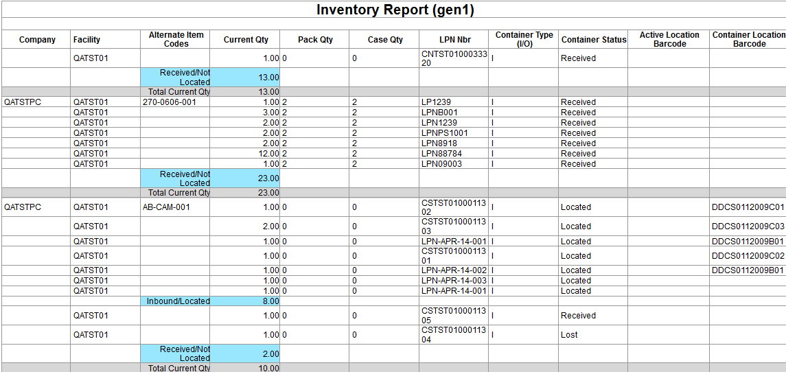 Inventory Report Gen2