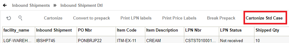 Cartonizing based on the Item's "Standard Case Quantity"
