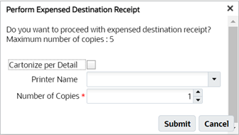 Perform Expensed Desination Receipt