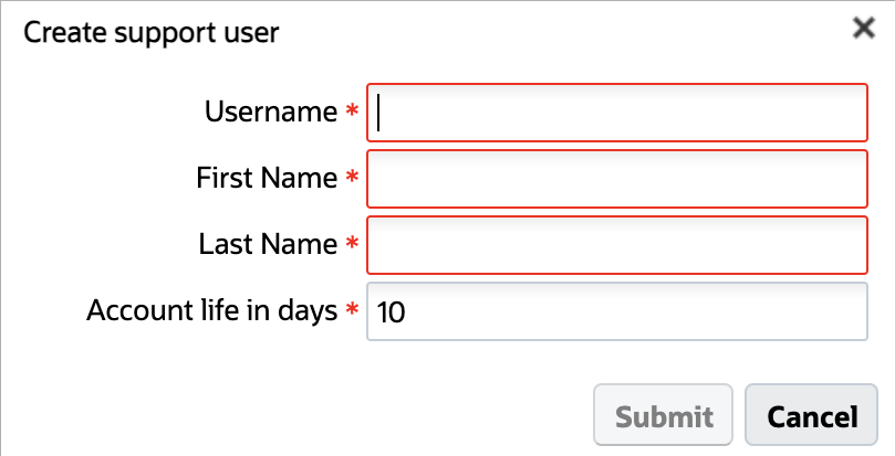 Support User Password
