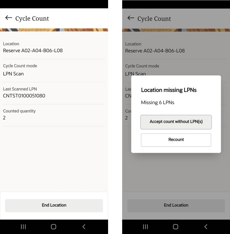 Location Count Screen