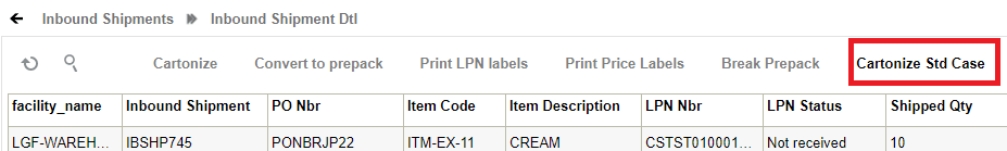 Cartonizing based on the Item's "Standard Case Quantity"
