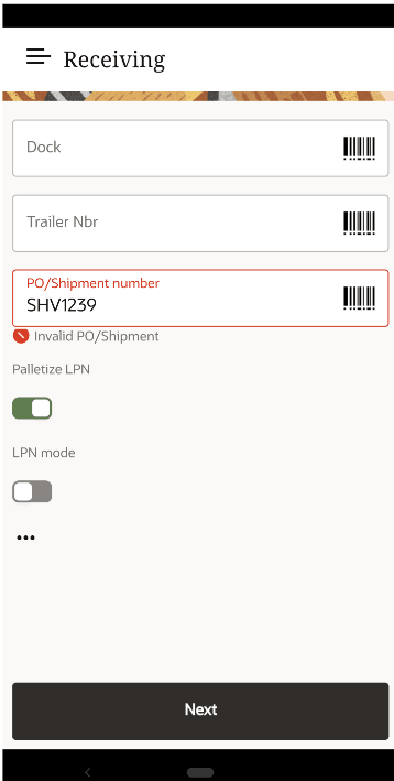 Invalid PO Number