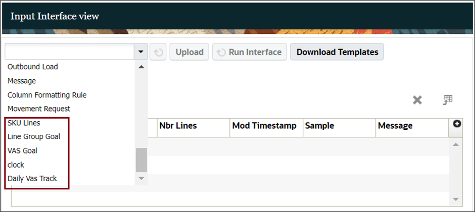 Input Interfaces view wfm