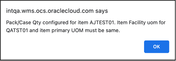 Maximum for Primary UOM Error