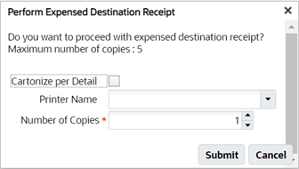 Perform Expensed Desination Receipt