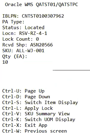 LPN Inquiry IBLPN Scan SKU Details