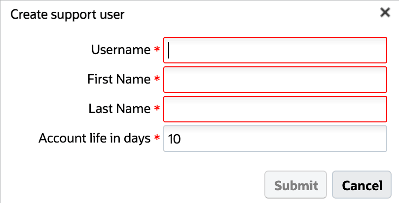 Support User Password