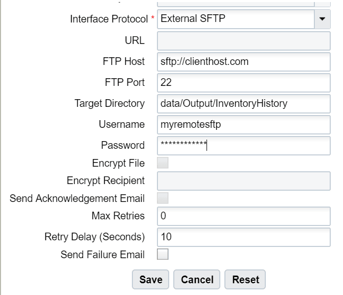 External SFTP