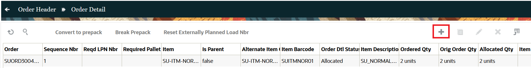 Adding Order line