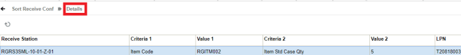 Sort and Receive Rule Details