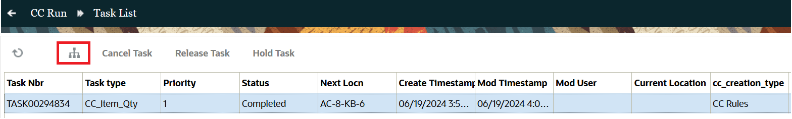 CC Run Task Details