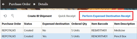 Expense Destination Receipt