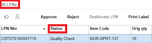 LPN in “Quality Check” status