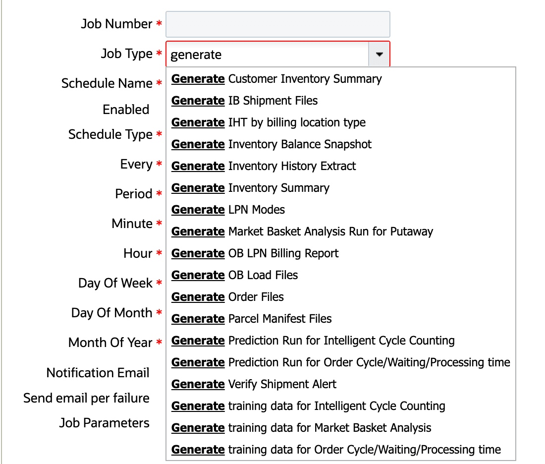 Generate Schedule Job Types