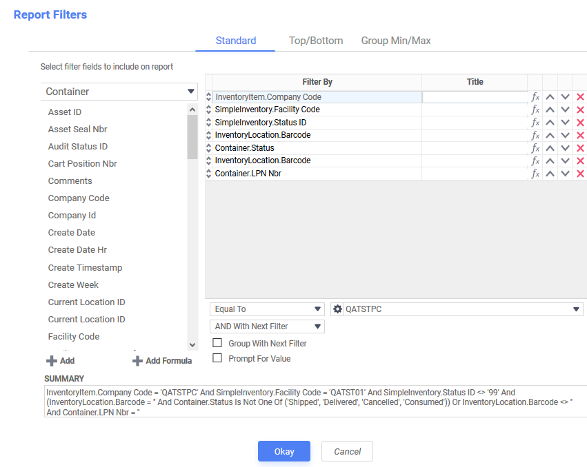 Report Filters