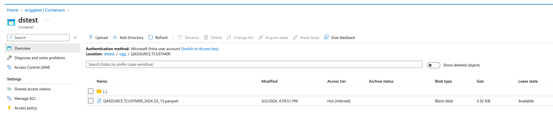 Go to Azure Storage console and check the container.