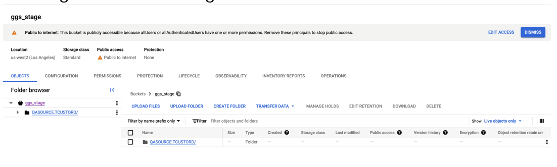 Go to GCP Cloud Storage bucket and check the files.