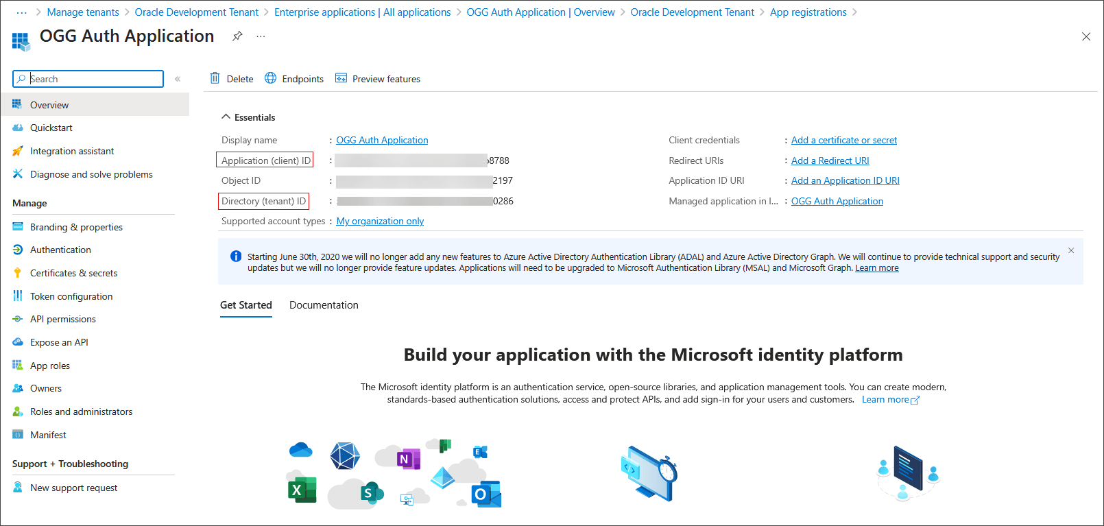 Note down the details of the registered application displayed in the Application Details section.